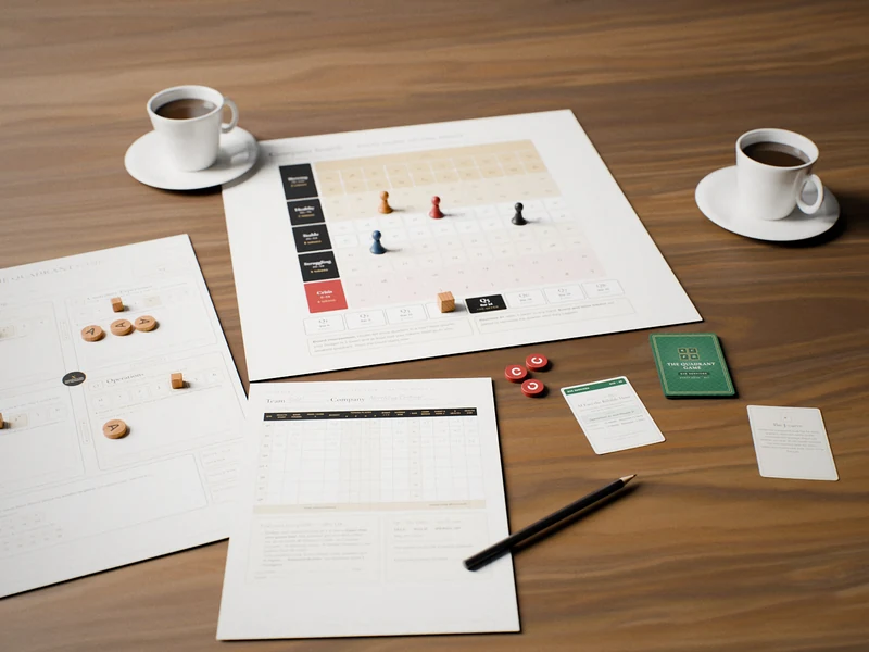 Offsite Game Day: game board, executive name tents and 90-day action list
